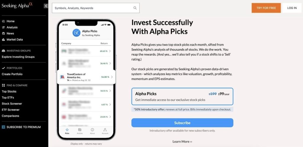 seeking alpha alpha picks